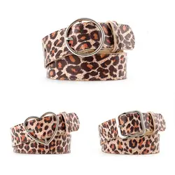 Модные женские классические винтажные леопардовые ремни из искусственной кожи с круглым ремешком и пряжкой на талии регулируемый женский