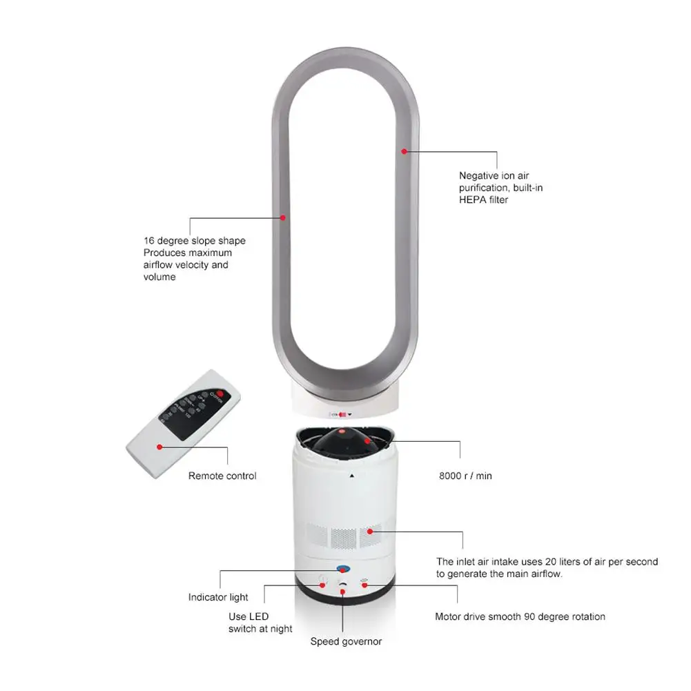 16 дюймов/14 дюймов Напольный напольный вентилятор Настольный для домашнего пользования бесшумный вентилятор пол отрицательный ионный очищающий пульт дистанционного управления электрический вентилятор