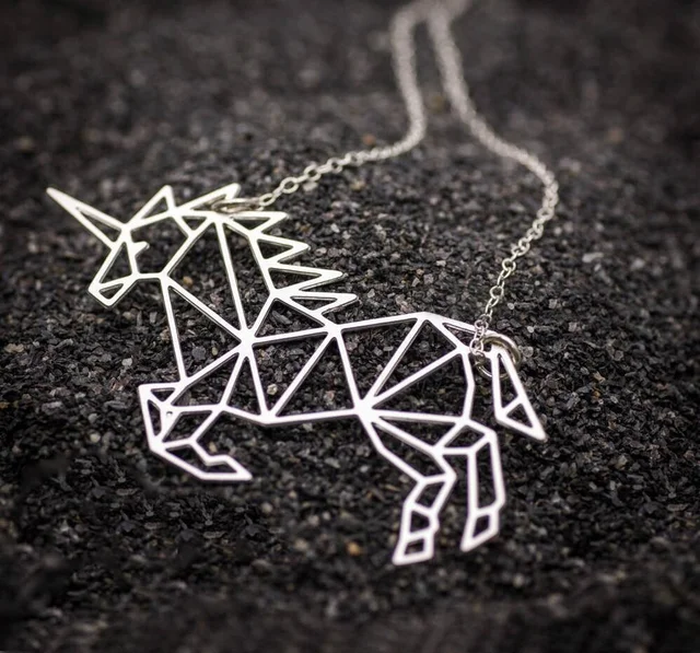 Aliexpresscom Buy Newest Unique Origami Unicorn Animal Necklace Hollow Pegasus Geometric Origami Pentium Horse Jewelry For Clothing Decoration From