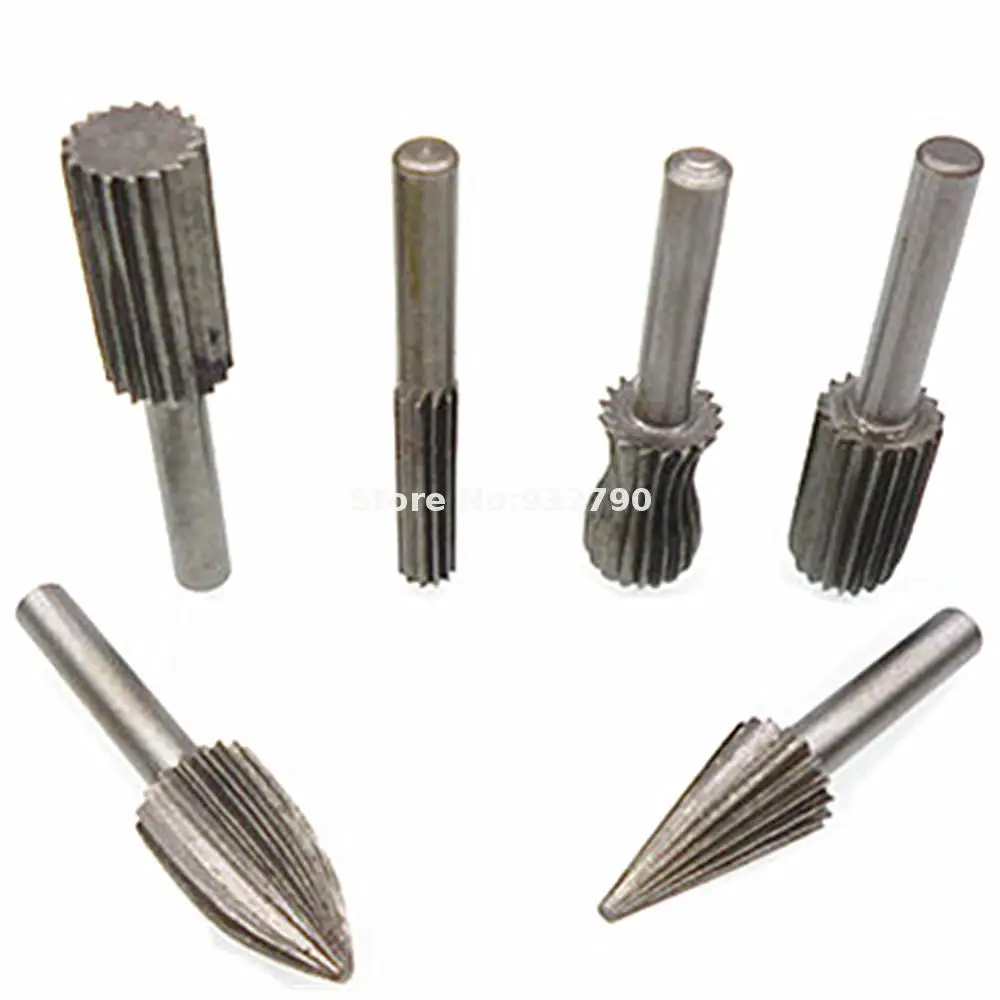 6pcs 6mm 1/4" Burr Bit Grinder Carving Rotary Cutter Files Set for