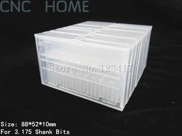 

New 10pcs/lot 3.175MM Shank Stand Package Box Plastic Case Box for Milling Cutter, PCB Drill Bits Round Bars Precision Hardware