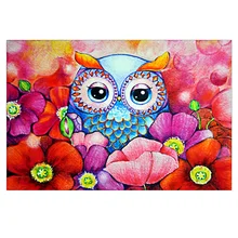 DIY diamond painting animal Cartoon owl flower diamond embroidery flower owl face diamond Mosaic cartoon Owl face home decor bowknot owl print draw diamond drawing