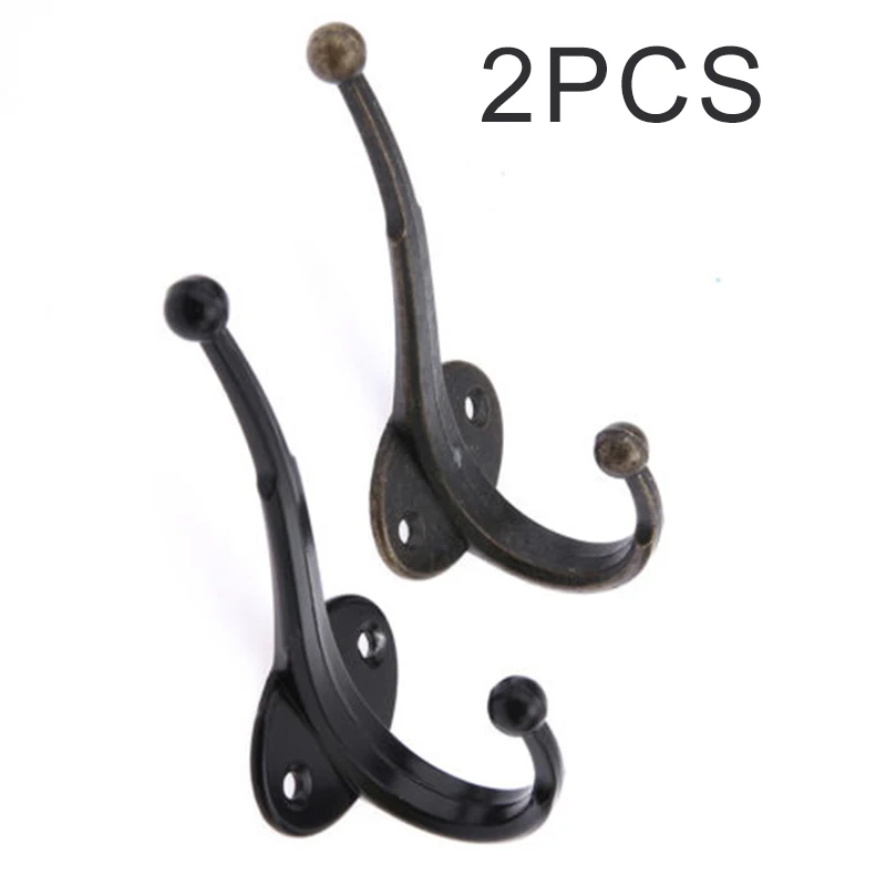 2xMetal Handle Hook Hanger Cloth Hat Coat Robe Hanging Single Hook Wall Door H1