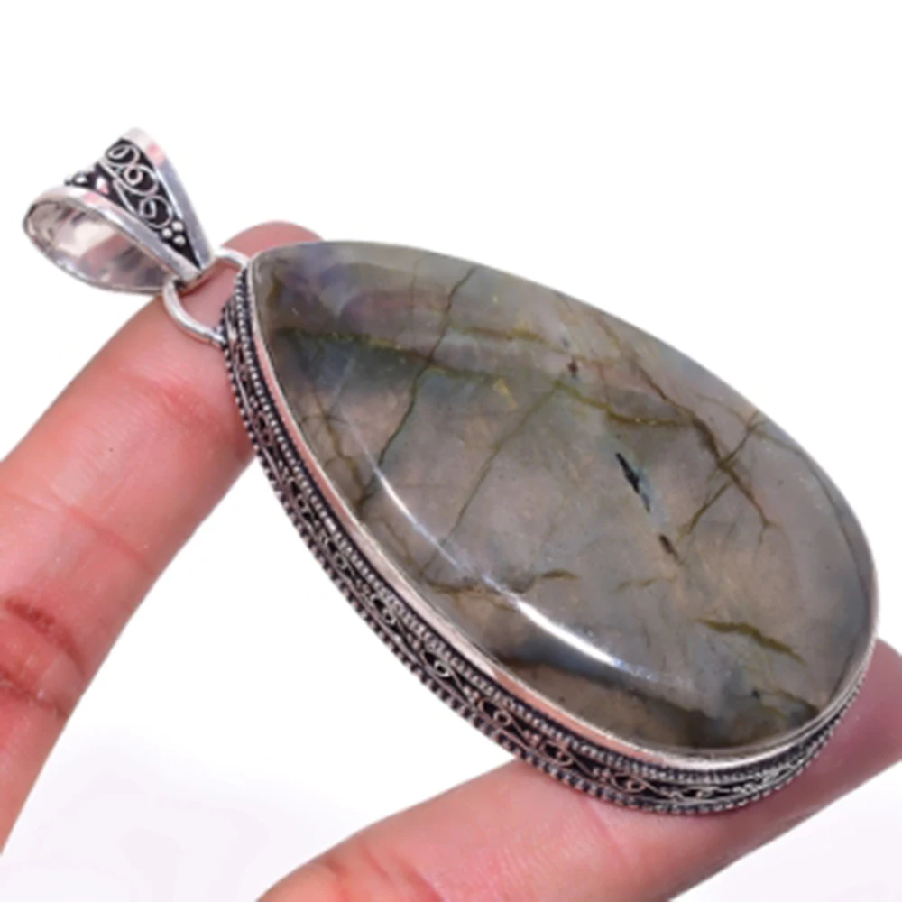 

Labradorite Pendant Silver Overlay over Copper, USA Size 80 mm , P6476