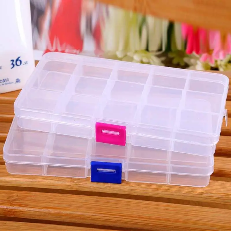15 Отсек пластиковая прозрачная коробка для хранения маленькая коробка для ювелирных изделий игрушечные серьги Контейнер LX6808
