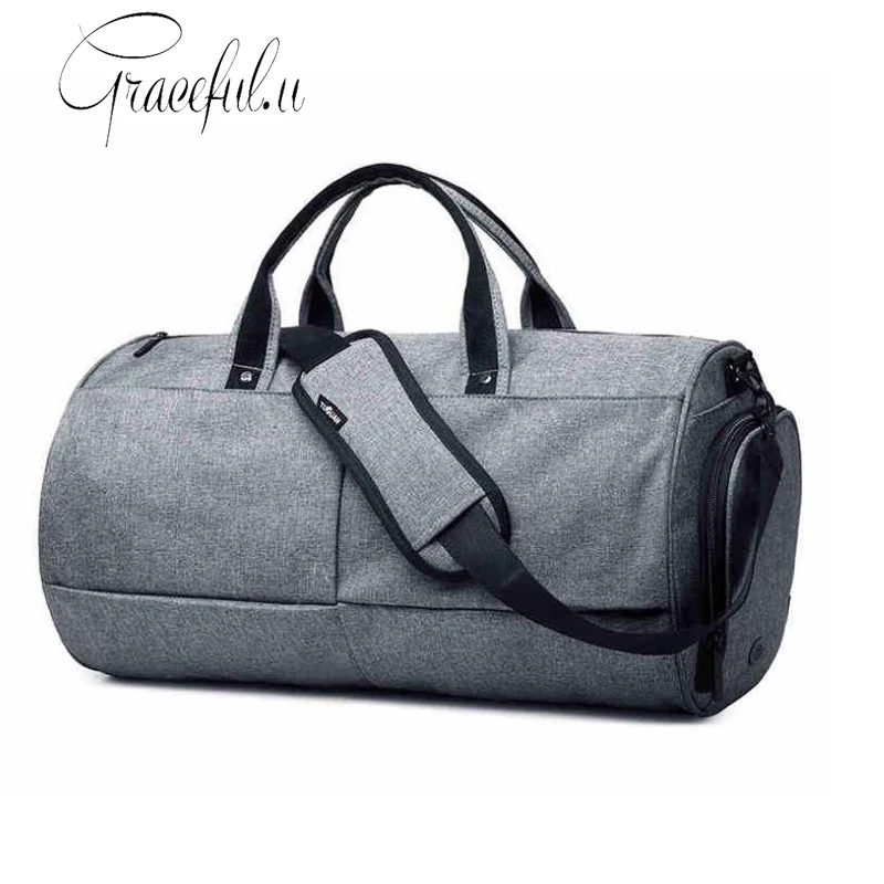 

Multifunction Gray Black One Shoulder Bag Travel Bag Waterproof Cylinder Fitness Bag Sports Shoes Bag Handbag Wholesale