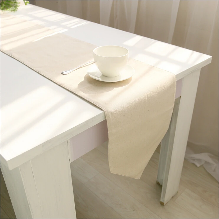 plain beige color table runner runners decoration polyester linen