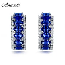 AINOUSHI 0,25, овальная огранка, синяя Sona, серьги, 925 пробы, серебро, для женщин, девушек, любовь, серьги для свадьбы, помолвки, юбилея, ювелирные изделия