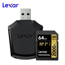 Оригинальный Lexar 2000X UHS-II SD card 16 GB 32G 64 gb 128G карты памяти 300 МБ/с. высокоскоростная Флешка памяти для 4 k цифровой зеркальной Камера