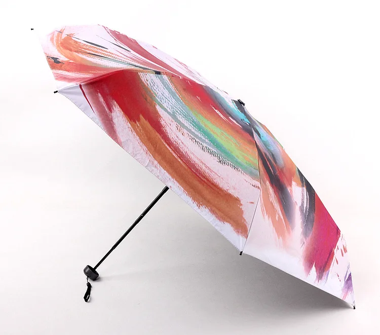 Watercolor painting Umbrella Rain Women Folding Umbrellas Female Sunny five Folding Mini Pocket Umbrella