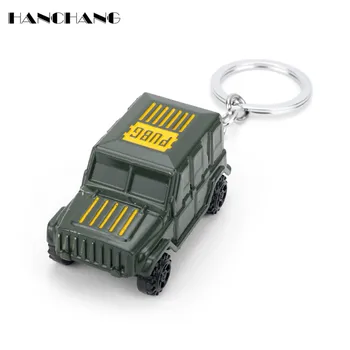 

HANCHANG PUBG Keychain Army Jeep Car Model Key Chain Pendant Keyrings Game Jewelry Women Men Boys Car Key Ring Chains llaveros