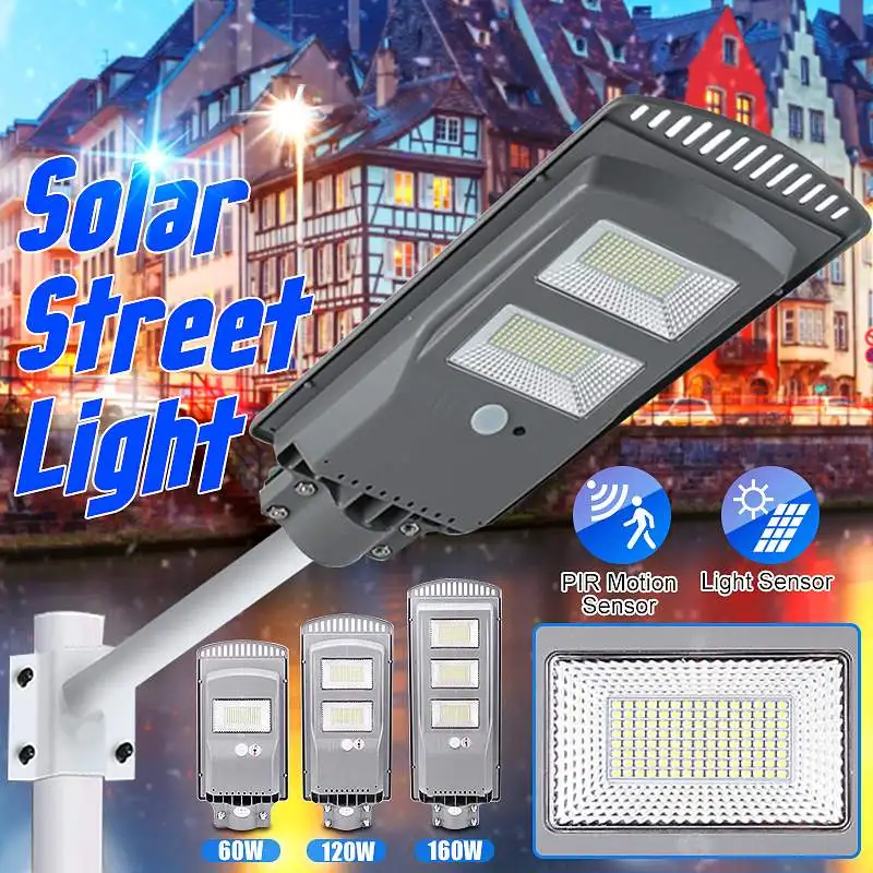

60W 120W 160W LED Solar Street Light PIR Motion Sensor Outdoor Lighting Garden Wall Lamp