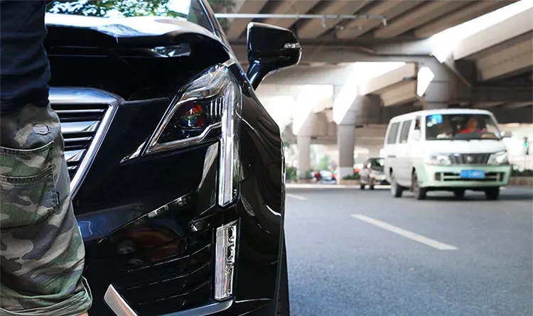 Стайлинга автомобилей фар сборки- для Cadillac XT5 светодиодный DRL Объектив Двойной Луч H7 hid комплект с 2 шт