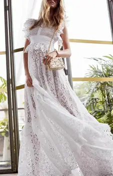 

2020 summer new ruffled openwork large ruffled dress