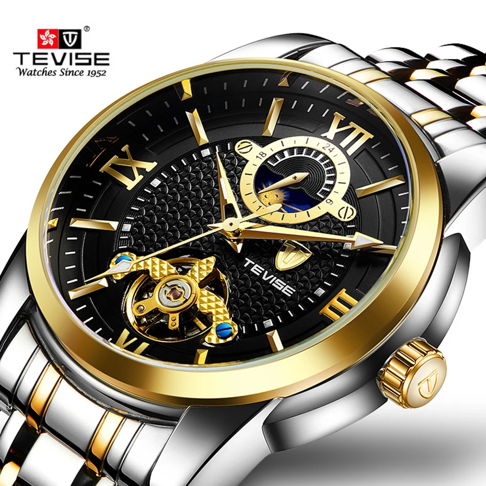 

TEVISE Top Brand Luxury Tourbillon Men Automatic Mechanical Watches Golden Sport Self Winding Male Wrist Watch Relogio Masculino