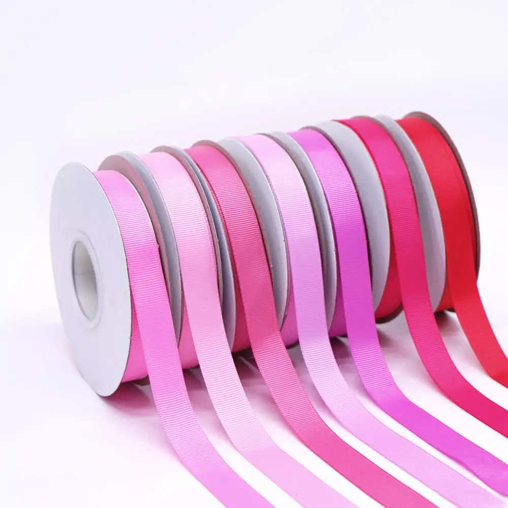 

3/8"-7/8" Width 100% polyester solid color plain Grosgrain Ribbon 100Y/color