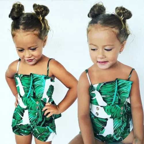 

Newborn Baby Girl Floral Off Shoulder Rompers Playsuit Sunsuit Kids Toddler Buttons Strapless Summer Clothes Playsuit Jumpsuit