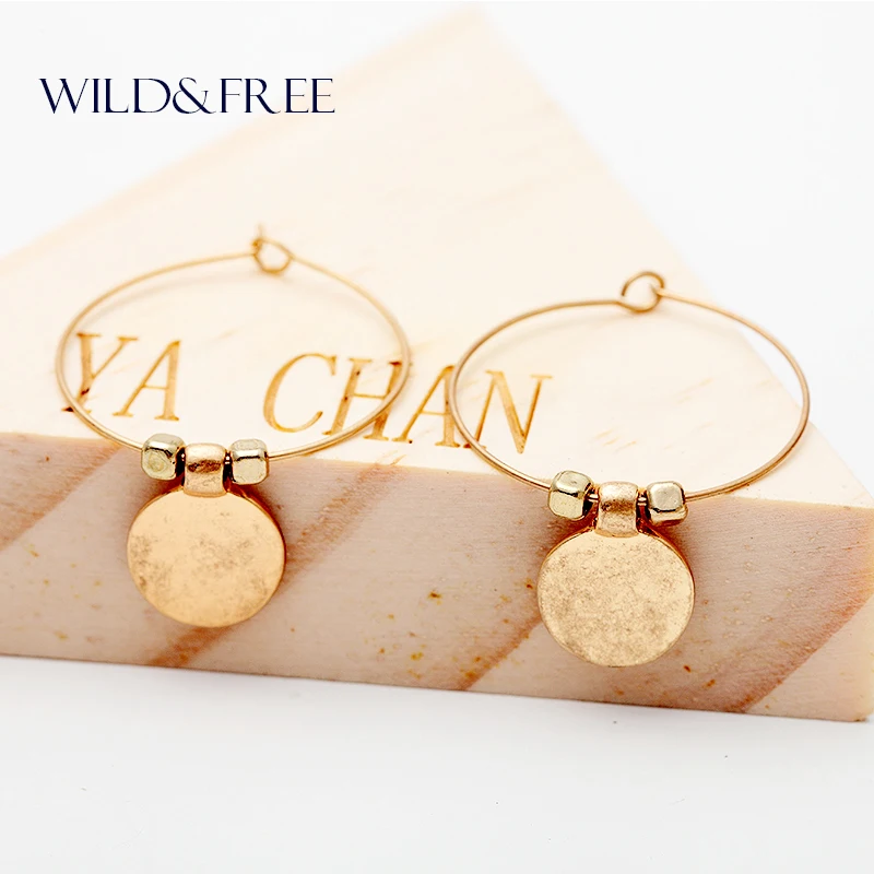 

2016 Trendy Style Gold Round Circle Geometric Hoop Earrings Simple & Minimalist Design Fashion Earrings Jewelry For Women
