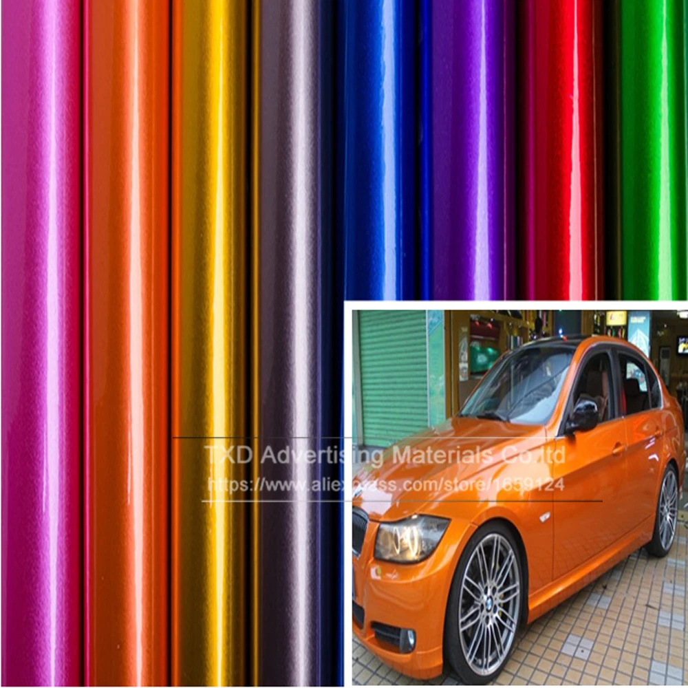 

New Arrival 9 Colors glossy metallic pearl car wrap vinyl film for car decoration Metallic glossy vinyl by Free Shipping