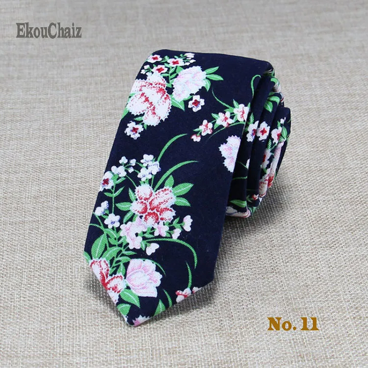 Модные мужские галстуки дизайнерские корбаты гравата, тонкий Цветочный Тощий Галстук Свадебный мужской подарок хлопок досуг Cravatta Cravatte Pour Homme - Цвет: 11
