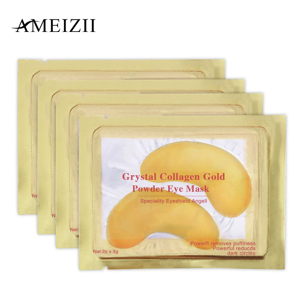 Ameizii 10 упаковок 24k Золотая маска для глаз натуральный кристалл коллаген патчи для глаз антивозрастной темный круг очищающая для лица Лечение Уход за кожей
