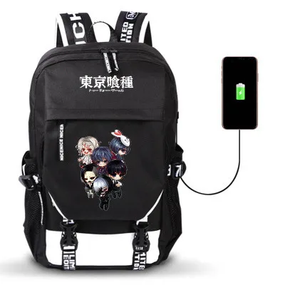 Токийский вурдалак аниме Kaneki Ken w/USB порт рюкзак для мальчиков и девочек мужская женская сумка дорожная школьная сумка Подростковая сумка для ноутбука Mochila - Цвет: Style 3