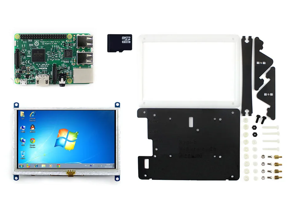 Parts RPi3 B Package E=Element 14 Raspberry Pi 3 Model B+5inch HDMI LCD (B) 800*480+Bicolor case+Micro SD card for Windows 10/8. Parts RPi3 B Package E=Element 14 Raspberry Pi 3 Model B+5inch HDMI LCD (B) 800*480+Bicolor case+Micro SD card for Windows 10/8.