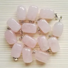 Cuarzo Rosa 50 pc dijes colgante de piedra Natural para la fabricación de joyas de moda de alta calidad collar de punto rosa para mujer envío gratis(China)