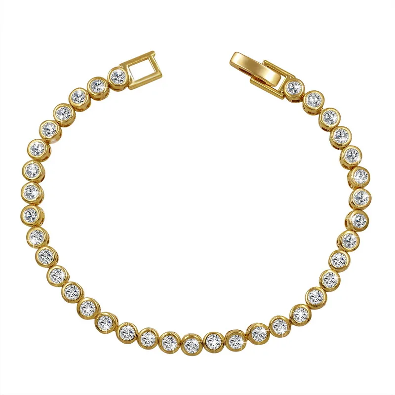 Baiduqiandu 4 мм ободок Круглый CZ кубический цирконий Теннисный браслет для женщин Свадебные или подружки невесты в золотом или серебряном цветах