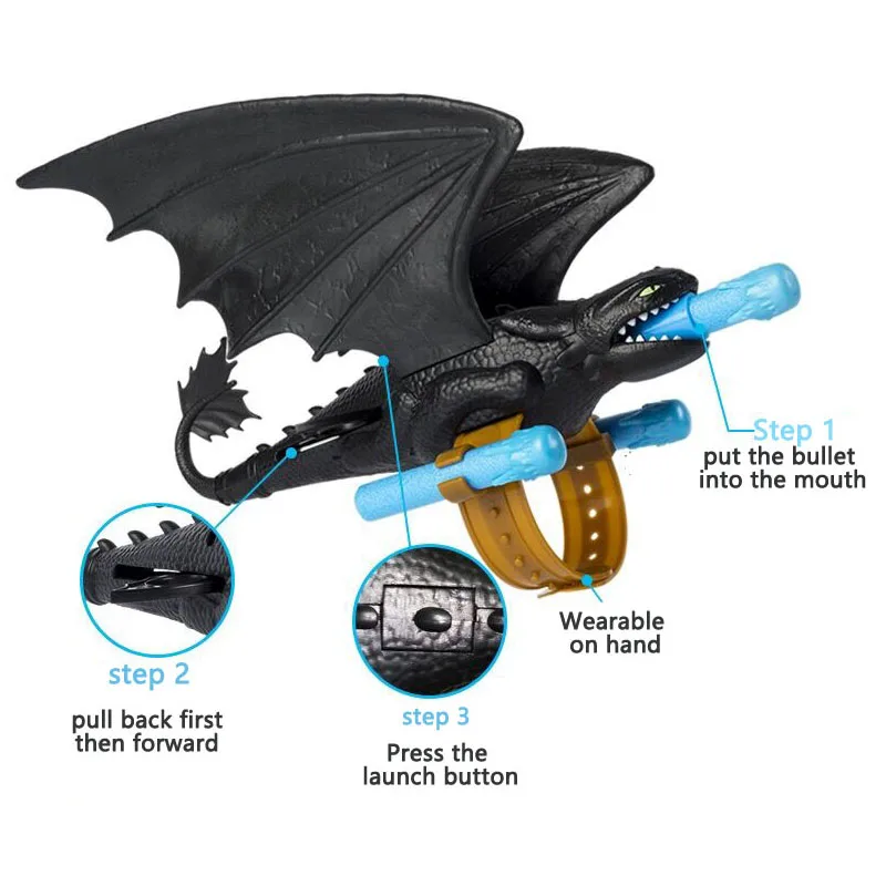 2019 Hot Genuine How to Train Your Dragon 3 toothless light fury Shooting toy action figure Children toy Kids Birthday Gift