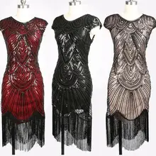 Горячая Распродажа дешево женское платье в стиле Гэтсби, украшенное бусинами 1920 s, винтажное платье в стиле АР-деко, Tassle юбка 2XL