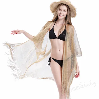 

Fashion Women Kimono Bikini Cover Up Thin Coat Casual Cardigan Beachwear Tassels Tops New Summer