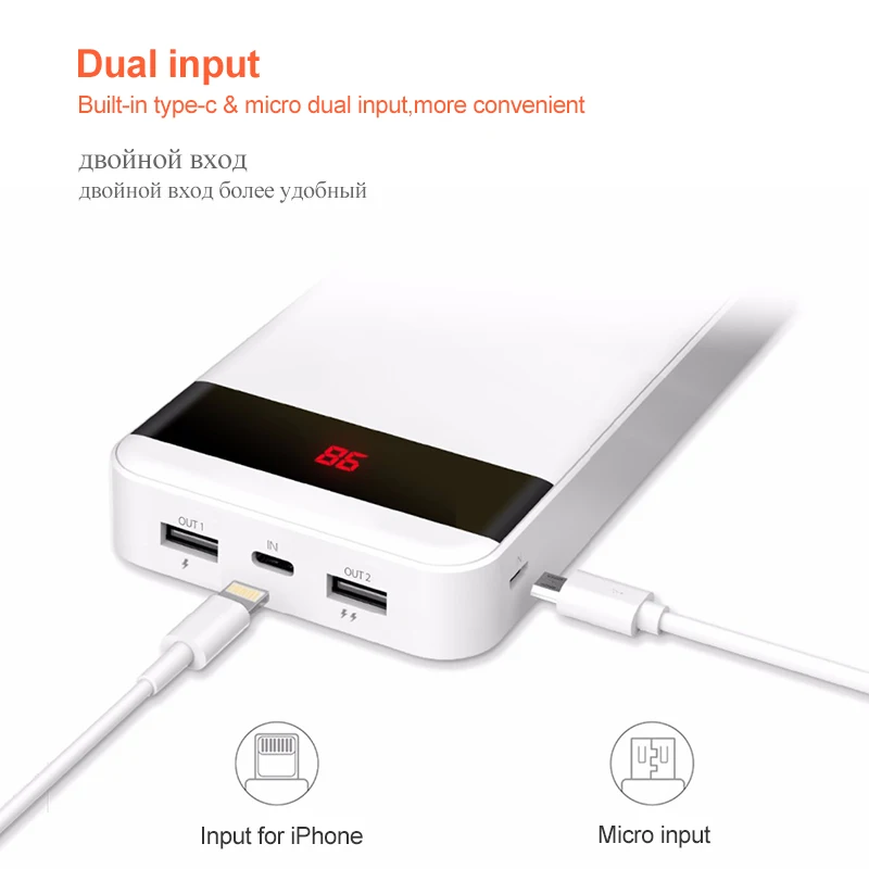 Yoobao Quick Charge 3,0 power Bank 20000 мАч для Xiaomi Mi 2 USB power Bank портативный внешний аккумулятор Pover Bank для iPhone 7 6 5