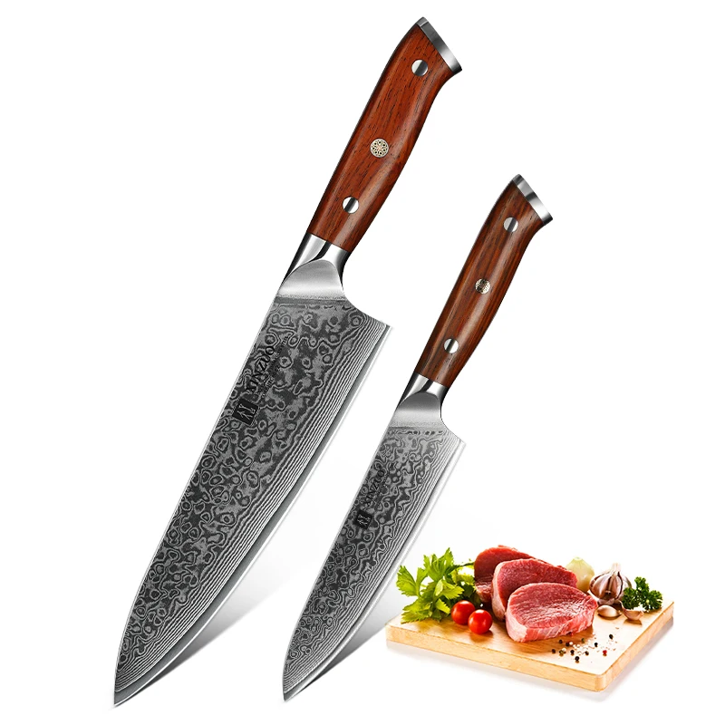  XINZUO 2 PCS Kitchen Chef Knife Set Damascus Steel Chef Cutter Utility Knives Stainless Steel Kitch - 32961421504