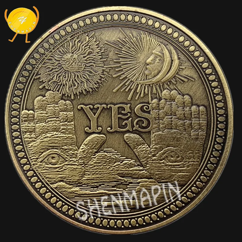 

Yes No" Yes No Culture Art Decision Commemorative Coin Three-dimensional Retro Pattern Bronze Coins Collectibles Sun Moon Coins