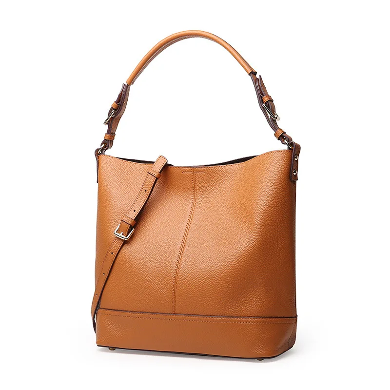 

Women leather handbags 2018 new style shoulder crossbody bag fashion design real leather bucket bag lady Shoulder Bags