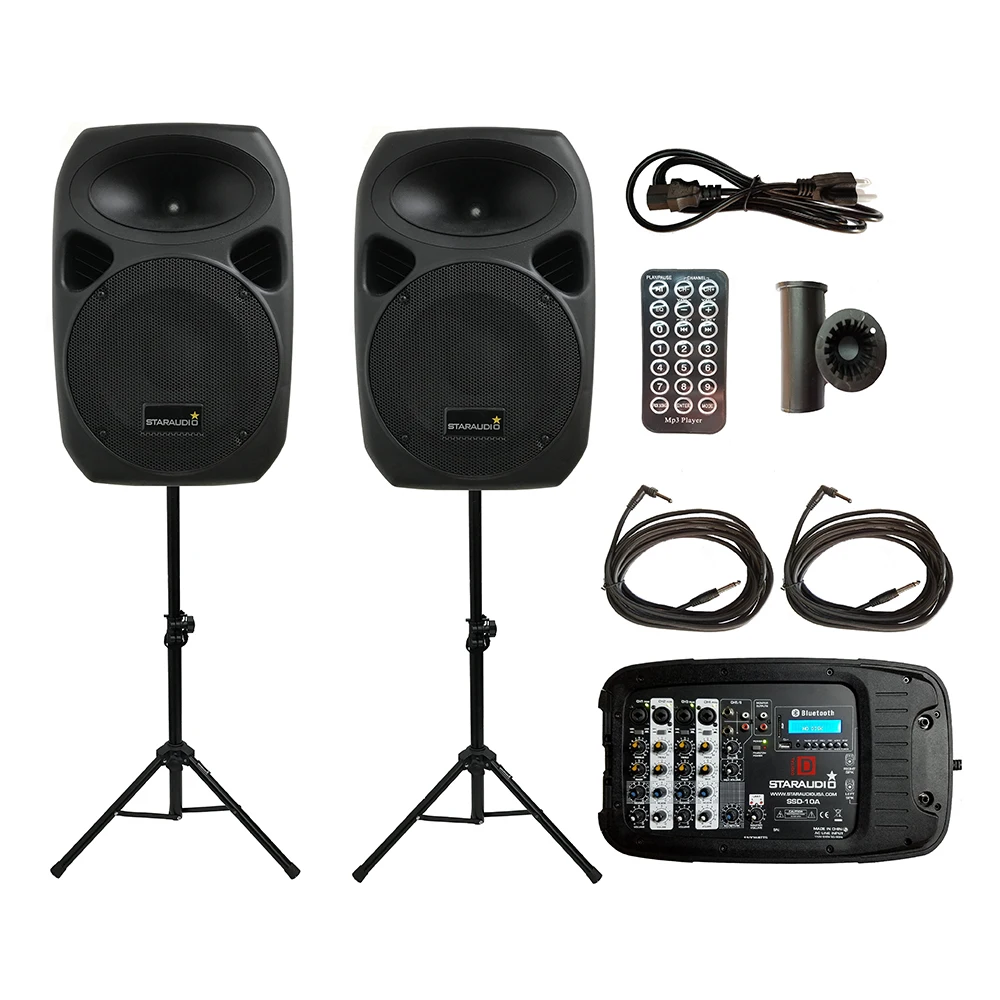 STARAUDIO 2Pcs 1500W 10" PA DJ KTV Stage Audio DJ Party Club Bluetooth
