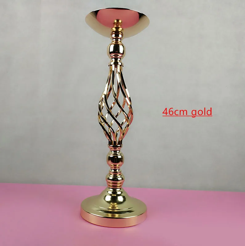 Gold 46cm Подсвечник из кованого железа, полый искусственный цветок, подставка, Европейский Романтический креативный орнамент, свадебный подсвечник, дорожный подсвечник - Цвет: Gold 46cm