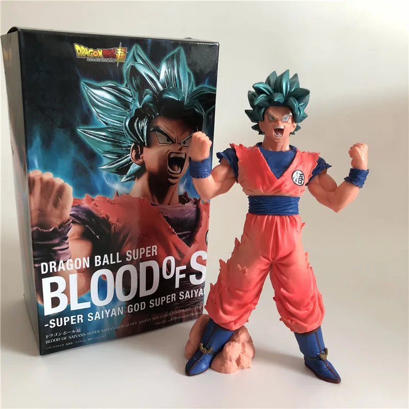 

Dragon Ball Z Goku Blue Super SaiYan King Fist Brush Saiyan Blood Outbreak Cell Gohan Vegeta PVC Figure DBZ Collection 19cm
