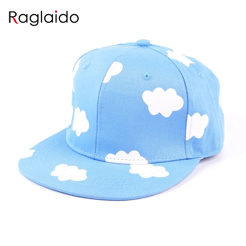 Женские шляпы в стиле хип-хоп, розовые и синие облака, летние, свежие и милые, повседневные, плоские шляпы с принтом, парусиновые бейсболки, LQJ01038