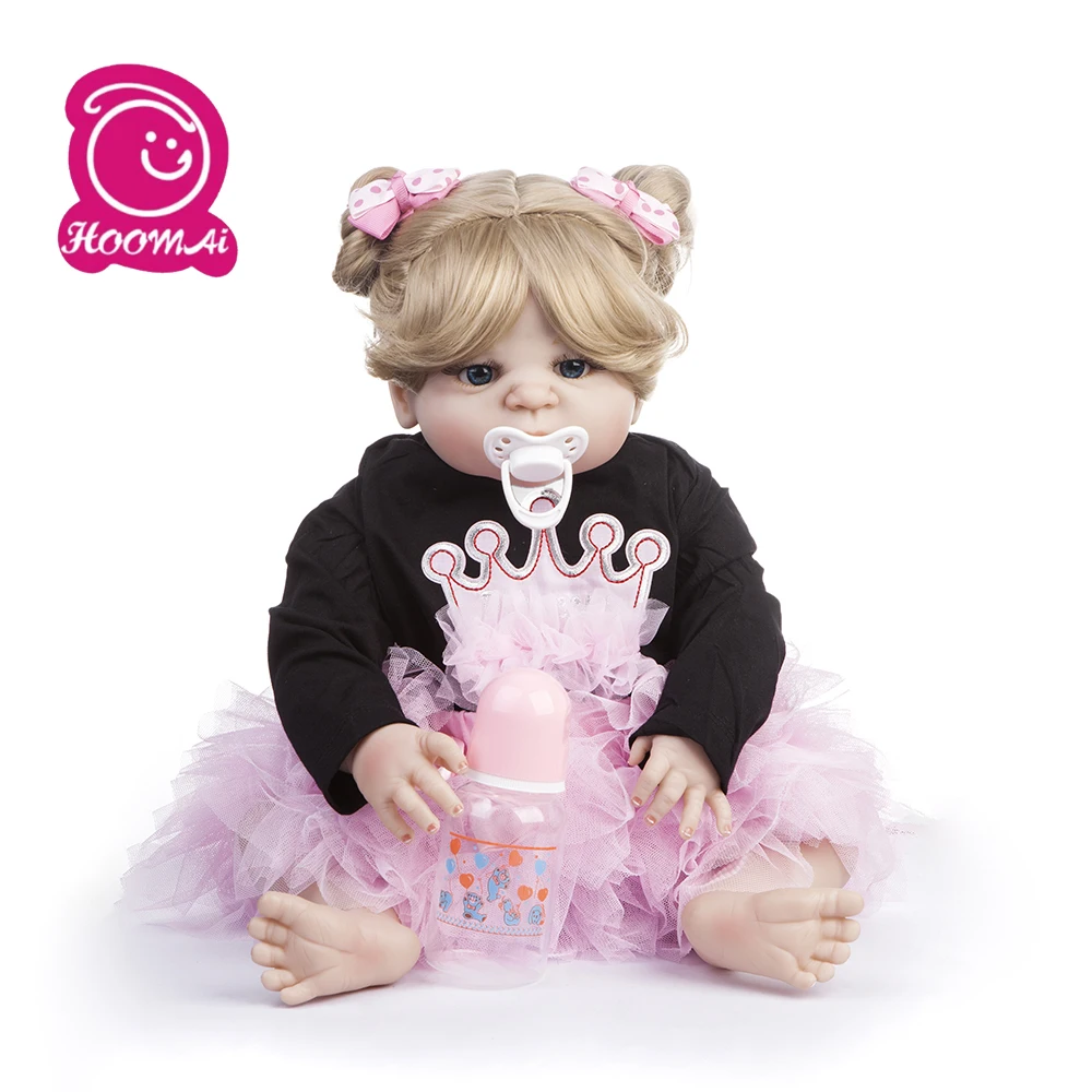 

55cm 22inch Fashion Realistic Reborn Baby Dolls Girl Full Silicone Vinyl Doll Toys Handmade Girls Playmate Reborn Boneca