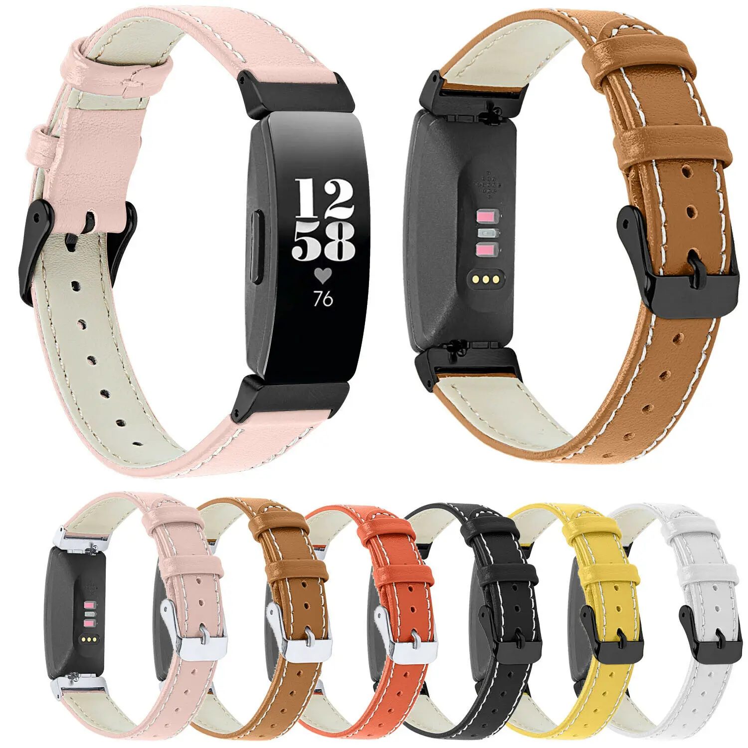 Genuine Leather Wristband Bracelet For Fitbit Inspire / HR Activity Tracker Smartwatch Replacement Watch Band Strap | Наручные часы