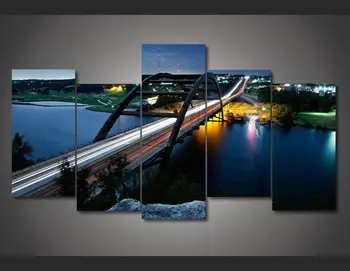 

Canvas Painting 2017 Pennybacker Bridge Modern Wall Pictures For Living Room Unframed 5Pcs Cuadros Decoracion Modular Pictures