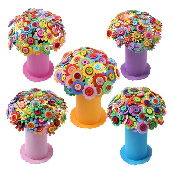 

Candice guo plastic toy children's DIY handmade hand work creative button potting flower arrangement kindergarten baby 3pcs/lot