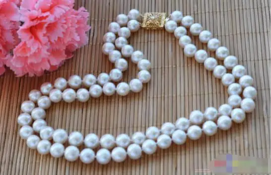 

FREE SHIPPING>>>@@ > Hot sale new Style >>>>>2row 18" 11mm round white freshwater pearl necklace
