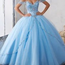 Голубое праздничное платье милые 16 платья Многоуровневая юбка vestido de 15 rosa Бисероплетение Кружева окантованное Пышное Платье