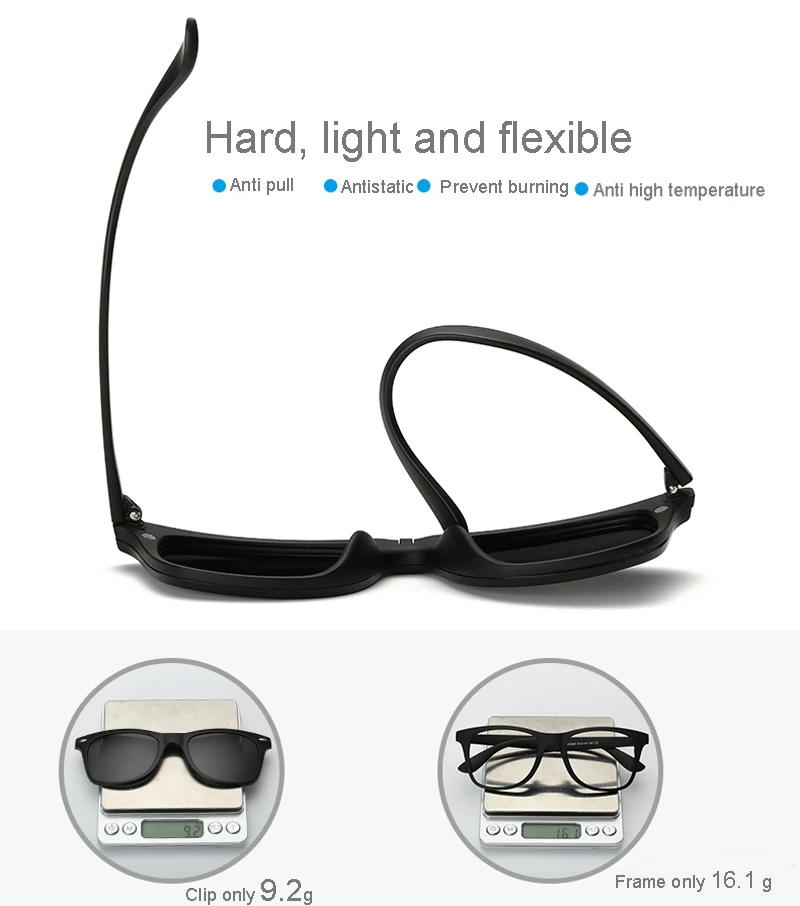 5 In 1 Custom Men Women Polarized Optical Magnetic Sunglasses Clip Magnet Clip on Sunglasses Polaroid Clip on Sun Glasses