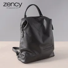 Zency 100% Genuine Leather Vintage Women Backpack Waterproof Anti-theft Travel Bags Laptop Schoolbags For Girls mochila feminina