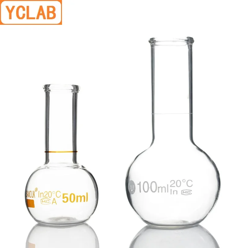 YCLAB 100mL Volumetric Flask Steel Two Use Bottle Glass with one Graduation Mark Laboratory Chemistry Equipment