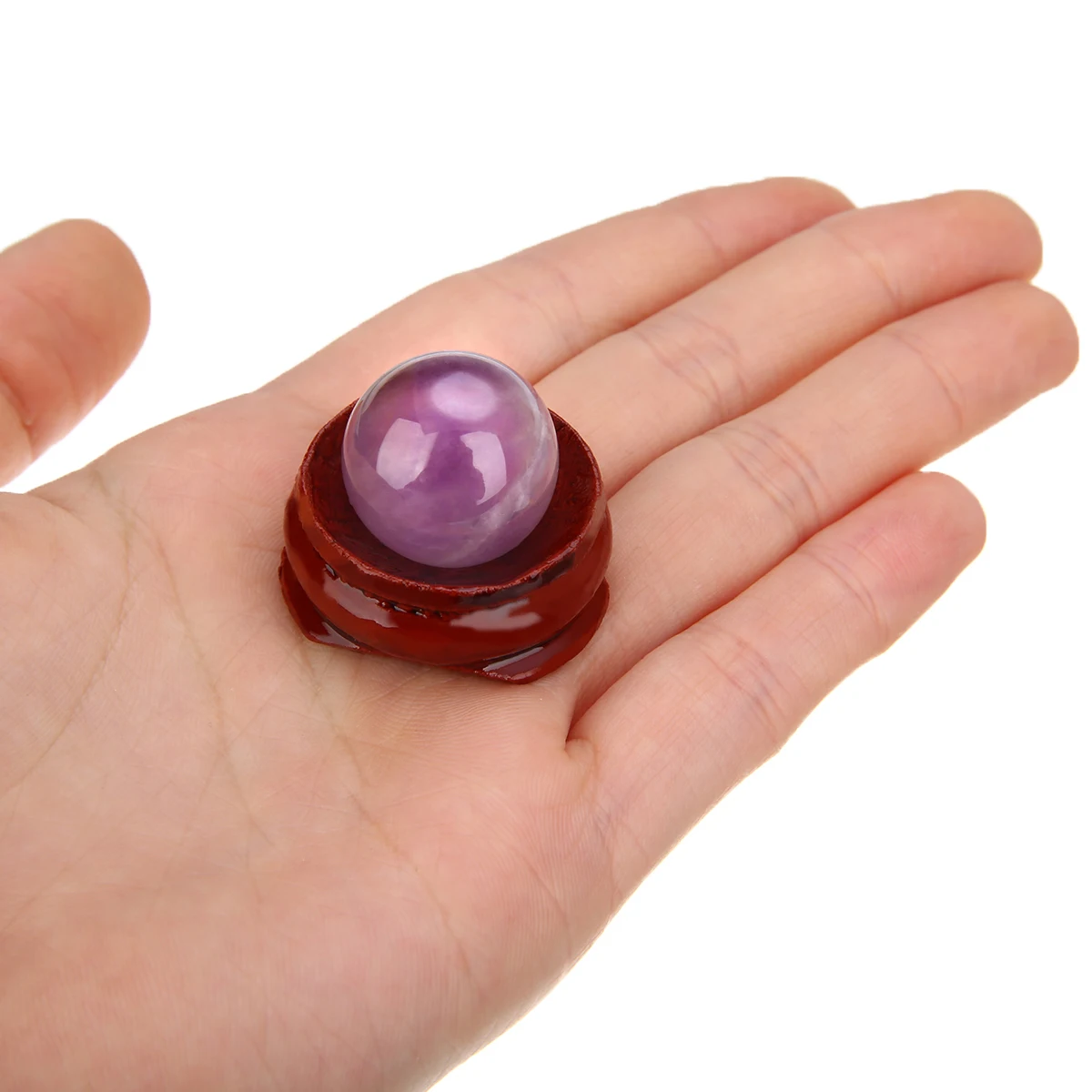 20mm Natural Amethyst Quartz Crystal Sphere Ball Healing Stone with Stand Gifts Beautiful Home Office Decoration
